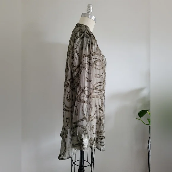 RICHARD ALLEN X H&M collab flowy chiffon satin printed shirt with stand collar - Picture 4 of 11